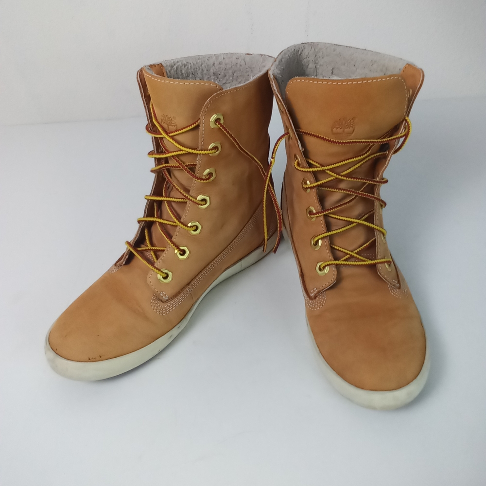 Timberland Women's Glastonberry Fleece Boots 6" Fold Over Size 7 EUC